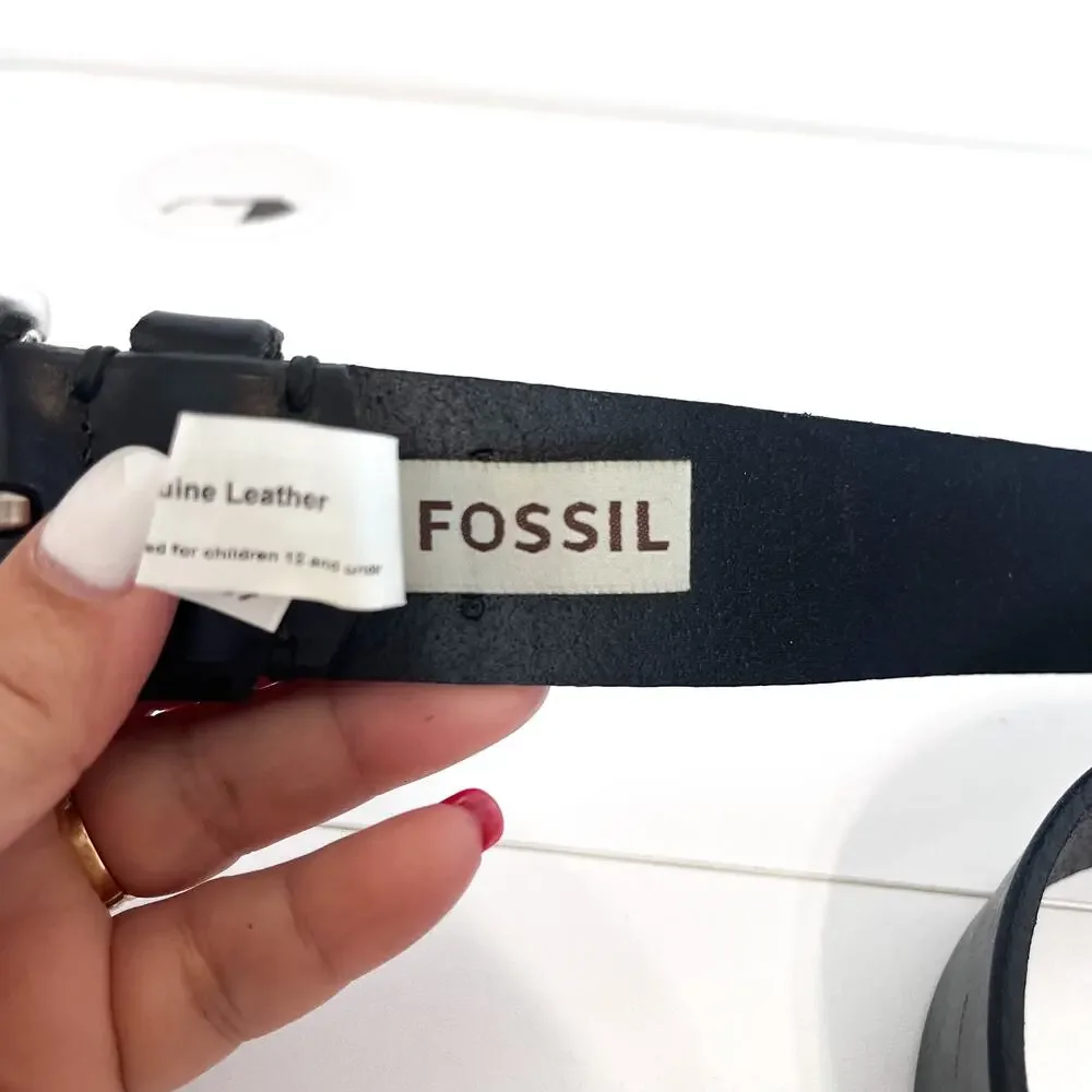 Fossil Mens Classic Leather Belt Size 42 105 Joe Black Casual Work Minimal‎ 061